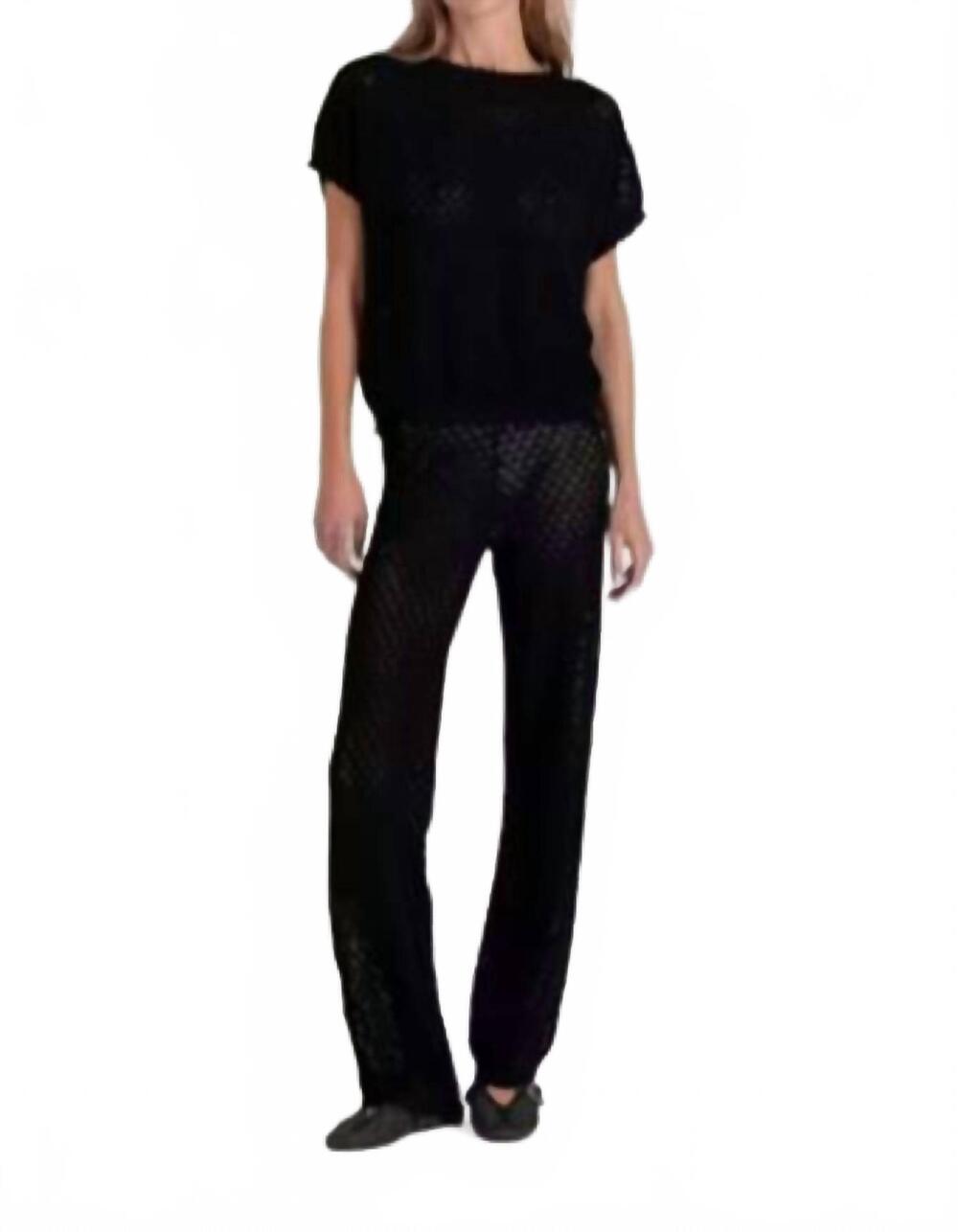 NEW SUNDAYS lace jense short sleeve top in black
